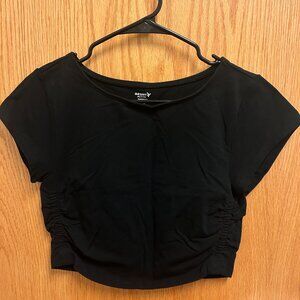Old Navy Active Black Cropped Workout Top – Ruched Sides